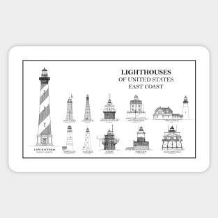 Lighthouses of United States of America - East Coast - B Sticker